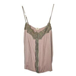 Vintage-Inspired Tiny M Pink & Gold Lace Trimmed Slip Camisole Babydoll Coquette